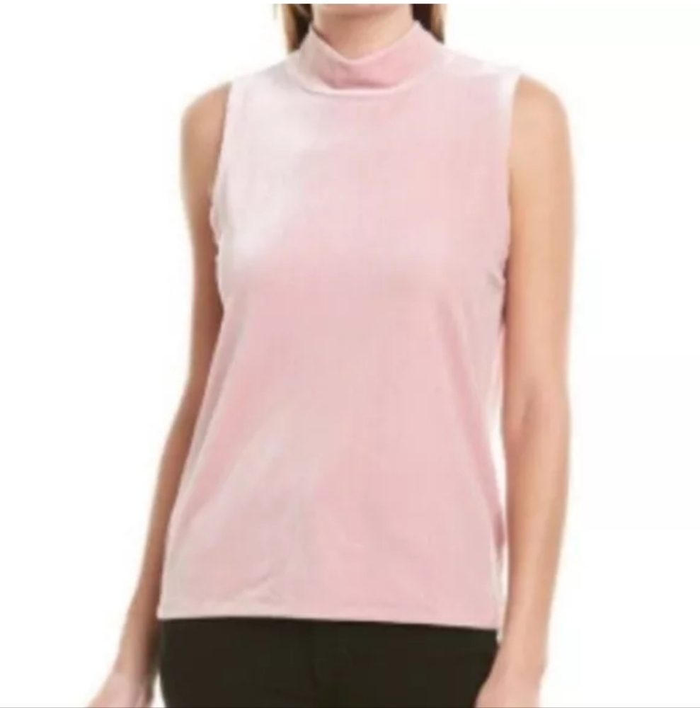 J. Crew Pink Velvet Mock Neck Sleeveless Tank Top Women's Size Large NWT